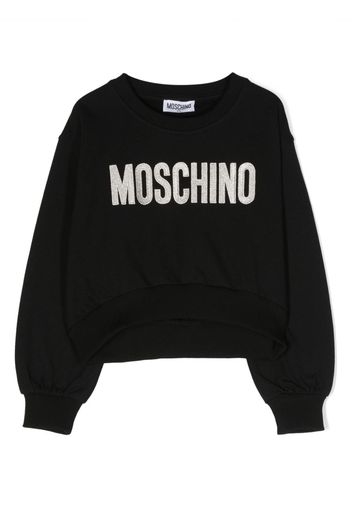 Moschino Kids logo-embroidered jersey sweatshirt - Black