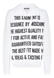slogan-print zip-front hoodie
