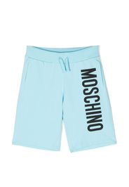 Moschino Kids logo-print track shorts - Blue