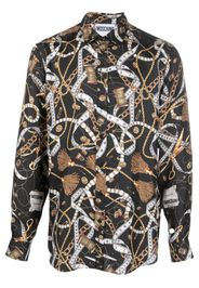 Moschino chain-link print silk shirt - Black