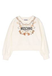 Moschino Kids logo-print cotton sweatshirt - Neutrals