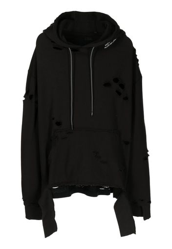 Mostly Heard Rarely Seen Warped distressed-effect print hoodie - Black