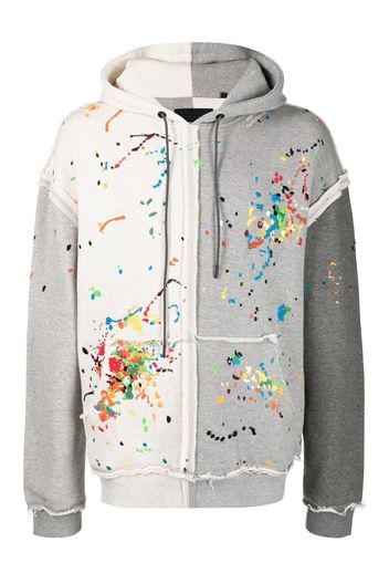 Mostly Heard Rarely Seen panelled paint-splatter hoodie - Grey