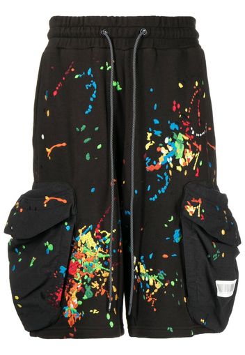 Mostly Heard Rarely Seen paint-embroidered cargo shorts - Black