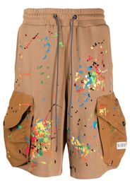 Mostly Heard Rarely Seen paint-embroidered cargo shorts - Brown