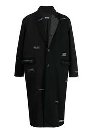 Mostly Heard Rarely Seen logo-patches felted trench coat - Black
