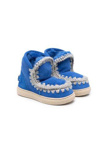 Mou Kids crochet-trim suede boots - Blue