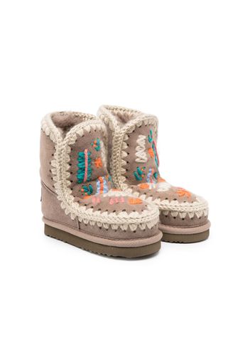 Mou Kids Eskimo embroidered boots - Grey