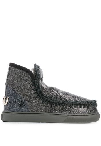 Mou Eskimo crackled metallic boots - Black