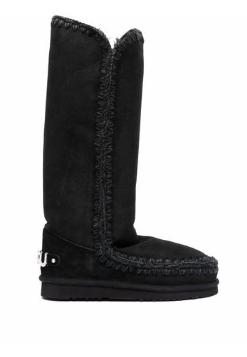 Mou whipstitched sheepskin boots - Black