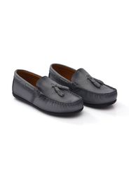 Moustache tassel-front faux leather loafers - Grey