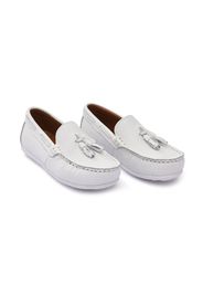 Moustache faux leather tassel loafers - White