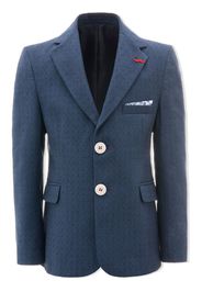 Moustache embroidered single-breasted blazer - Blue