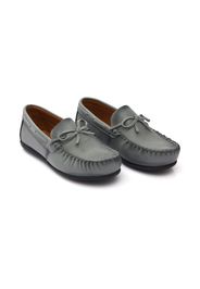 Moustache tie-fastened slip-on loafers - Grey