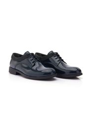 Moustache patent lace-up oxford shoes - Blue