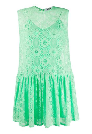 lace-pattern sleeveless dress