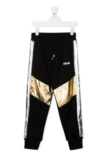 metallic-print track trousers