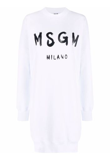 MSGM logo-print cotton jumper dress - White