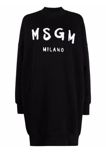 MSGM brushstroke-logo sweatshirt dress - Black