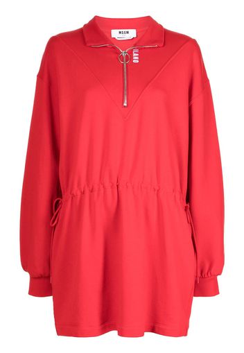 MSGM half zip jersey mini dress - Red