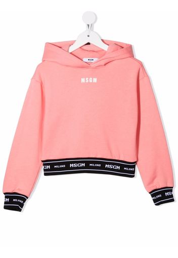 MSGM Kids logo long-sleeve hoodie - Pink