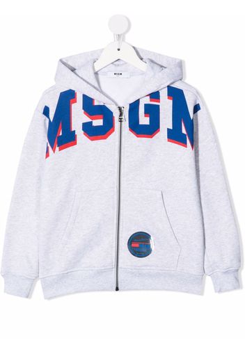 MSGM Kids logo-print zipped hoodie - Grey