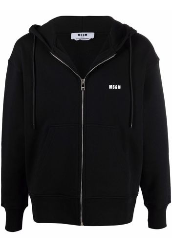 MSGM logo-print cotton hoodie - Black