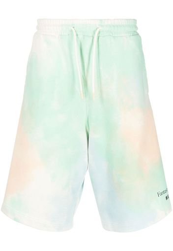 MSGM logo-print tie-dye shorts - Green