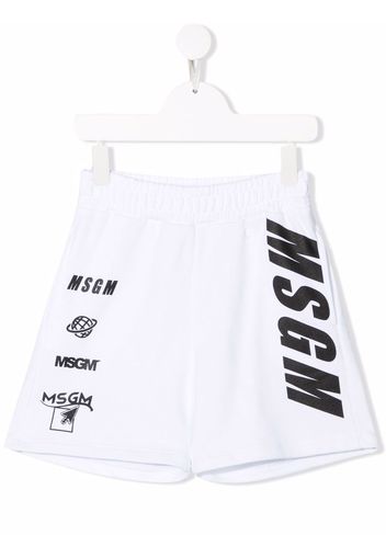 MSGM Kids logo-print Bermuda shorts - White