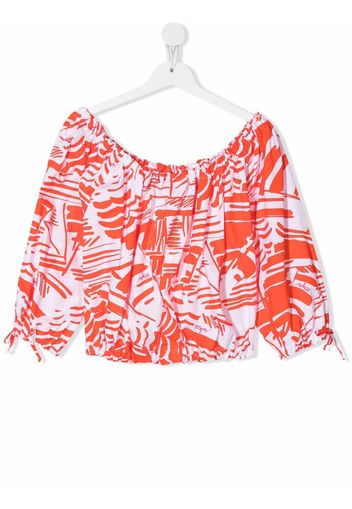 MSGM Kids TEEN abstract-print off-shoulder blouse - White