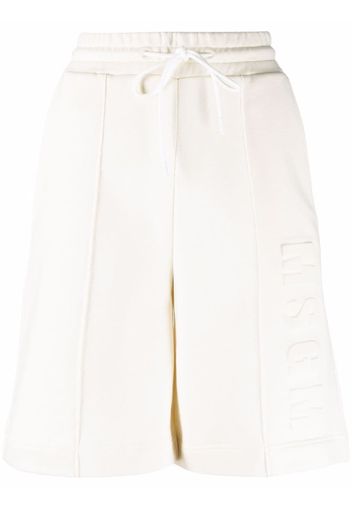 MSGM embossed logo piped-trim shorts - Neutrals