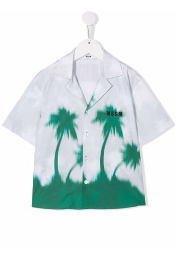 MSGM Kids logo graphic print shirt - White