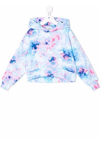 MSGM Kids cotton tie-dye print hoodie - Blue