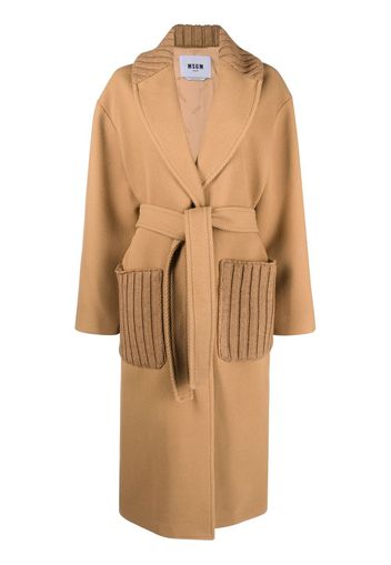 MSGM single-breasted belted-waist coat - Neutrals