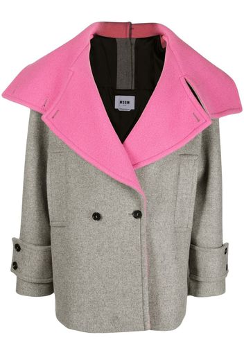 MSGM contrasting-collar double-breasted coat - Grey