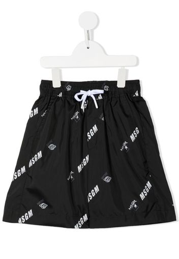 MSGM Kids logo-print drawstring bermuda shorts - Black
