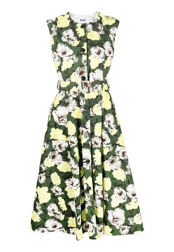 MSGM floral-print sleeveless dress - Green