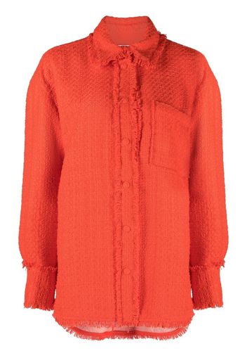 MSGM fringed tweed overshirt - 10 RED