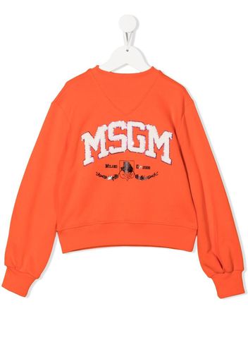 MSGM Kids textured-logo sweatshirt - Orange