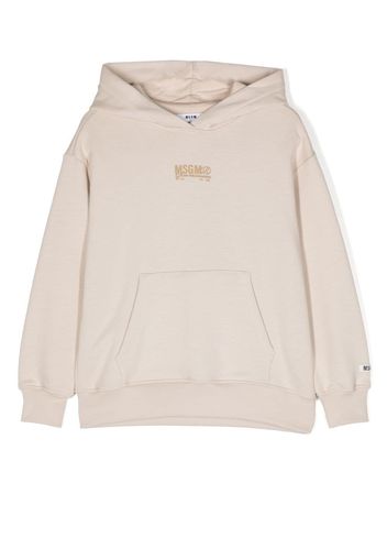 MSGM Kids logo-print cotton hoodie - Neutrals