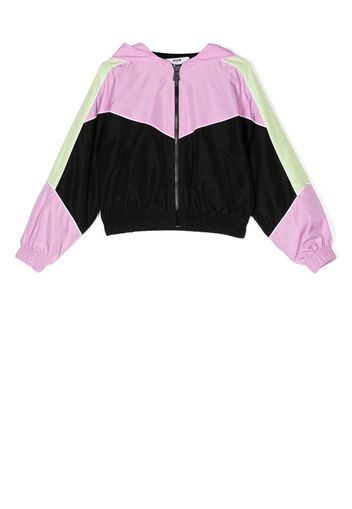 MSGM Kids zip-up hooded bomber jacket - Purple