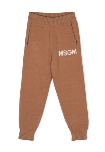 MSGM Kids logo-embroidered tracksuit bottoms - Brown