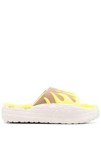 MSGM platform fleece-lined slides - Yellow