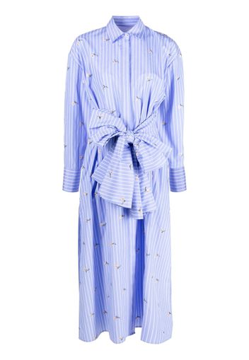 MSGM striped bow-detail backless shirtdress - Blue