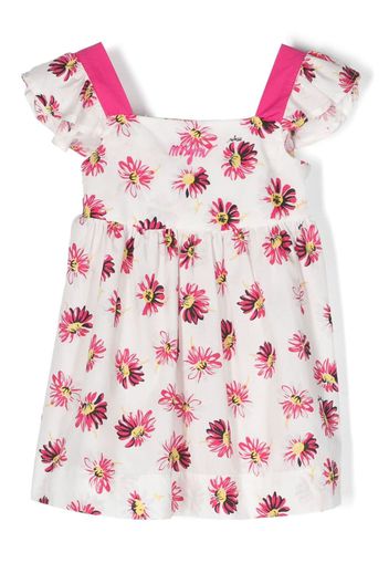 MSGM Kids logo-embroidery floral dress - White