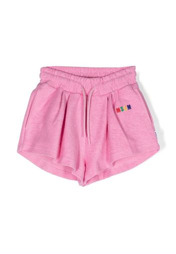 MSGM Kids multicolour embroidered-logo shorts - Pink