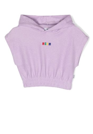 MSGM Kids logo-embroidered hooded top - Purple