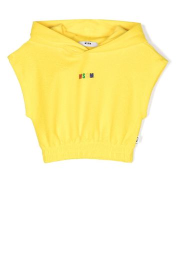 MSGM Kids logo-print sleeveless hoodie - Yellow