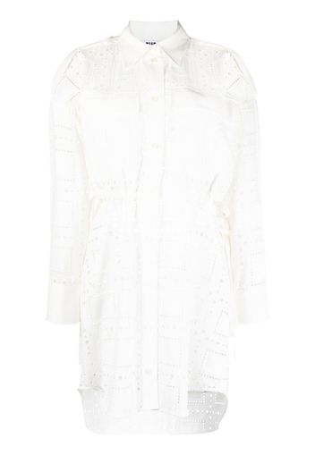 MSGM broderie-anglaise cutout shirt-dress - White