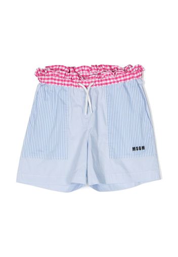 MSGM Kids embroidered-logo detail shorts - Blue